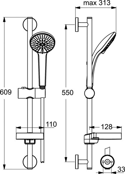 Ideal Standard Rain sprchová sada na stěnu chrom B9415AA