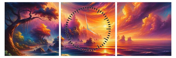 Obraz - Magický svět (s hodinami) (90x30 cm)