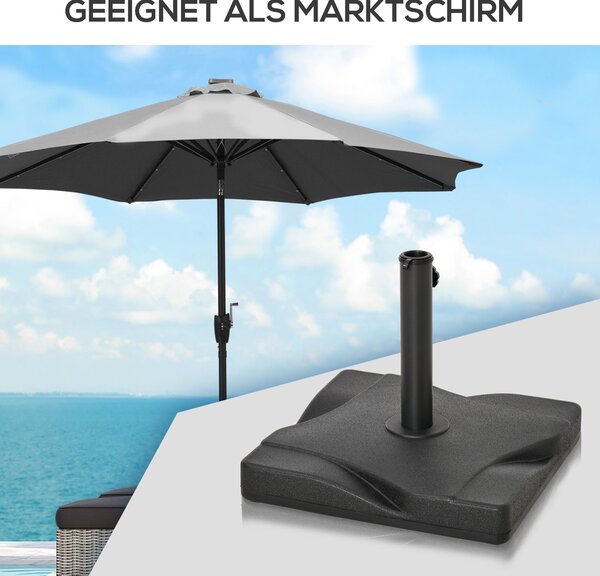 Outsunny Stojan na slunečník 20 kg pro slunečník s průměrem tyče 32/38/48 mm, základna pro zahradu, terasu, balkon, cement 41,5 x 41,5 černá | Aosom