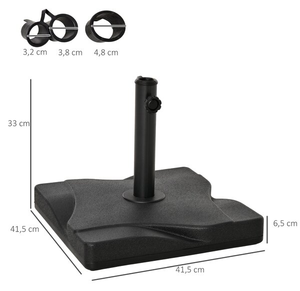 Outsunny Stojan na slunečník 20 kg pro slunečník s průměrem tyče 32/38/48 mm, základna pro zahradu, terasu, balkon, cement 41,5 x 41,5 černá | Aosom