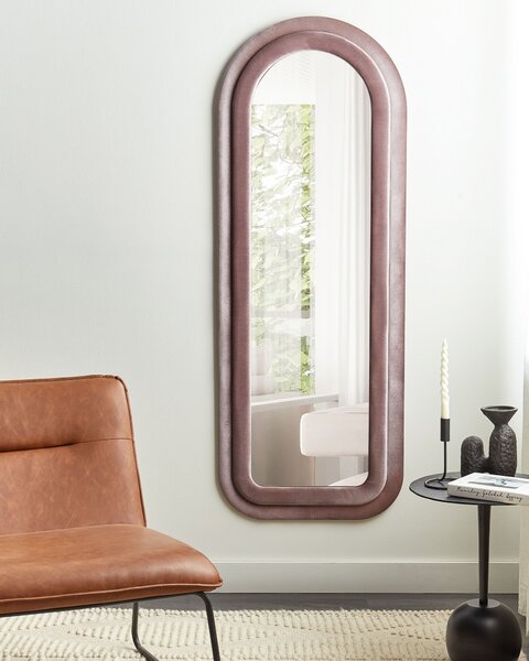 Zrcadlo CULAN 60 cm 160 cm Umělý samet Růžová