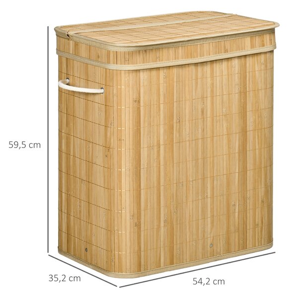 HOMCOM Koš na prádlo s víkem 90 L, sběrač prádla s rukojetmi, 2 odnímatelné tašky, skládací, koš na prádlo do prádelny, ložnice, koupelny | Aosom
