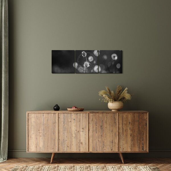 Obraz - Cottongrass na louce (s hodinami) (90x30 cm)