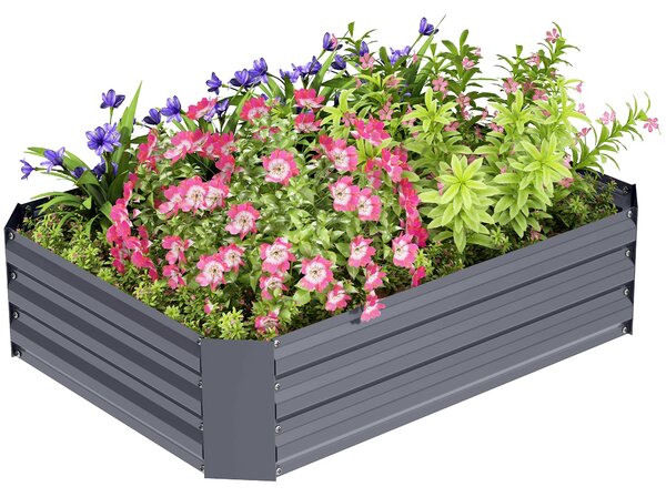 Vyvýšený záhon Outsunny z oceli, studený rám pro pěstování, zahradní květinový box, stohovatelný, pěstební záhon na zeleninu 120x90x30cm pro zahradu a