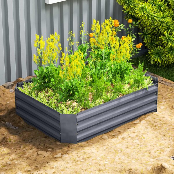 Vyvýšený záhon Outsunny z oceli, studený rám pro pěstování, zahradní květinový box, stohovatelný, pěstební záhon na zeleninu 120x90x30cm pro zahradu a