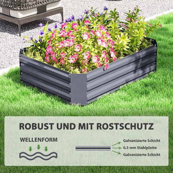 Vyvýšený záhon Outsunny z oceli, studený rám pro pěstování, zahradní květinový box, stohovatelný, pěstební záhon na zeleninu 120x90x30cm pro zahradu a