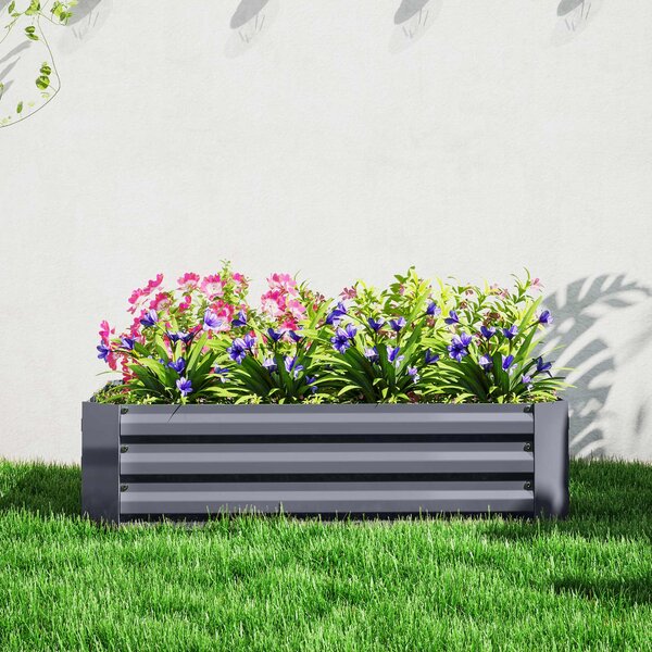 Vyvýšený záhon Outsunny z oceli, studený rám pro pěstování, zahradní květinový box, stohovatelný, pěstební záhon na zeleninu 120x90x30cm pro zahradu a