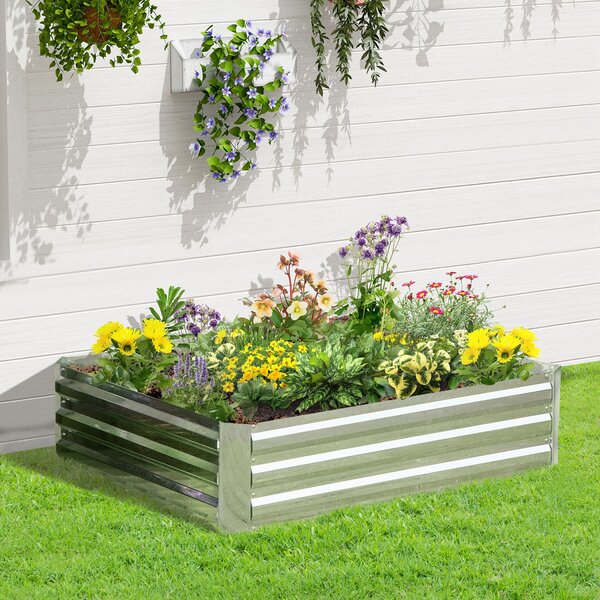 Vyvýšený záhon Outsunny z oceli, zahradní truhlík pro skleníky, květinový box stohovatelný, truhlík pro zeleninu 120x90x30cm na zahradní balkon, truhl