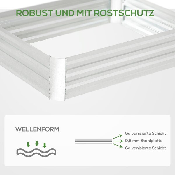 Vyvýšený záhon Outsunny z oceli, zahradní truhlík pro skleníky, květinový box stohovatelný, truhlík pro zeleninu 120x90x30cm na zahradní balkon, truhl