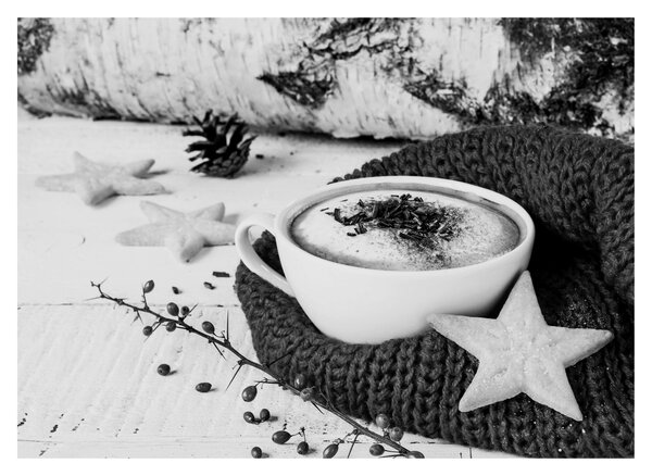 Skleněný obraz - Zimní cappuccino (70x50 cm)