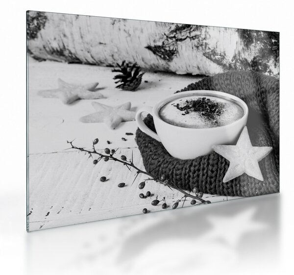 Skleněný obraz - Zimní cappuccino (70x50 cm)