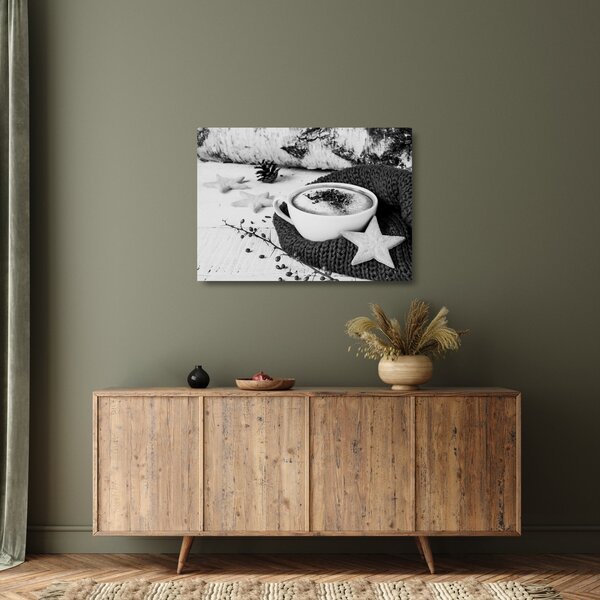 Skleněný obraz - Zimní cappuccino (70x50 cm)