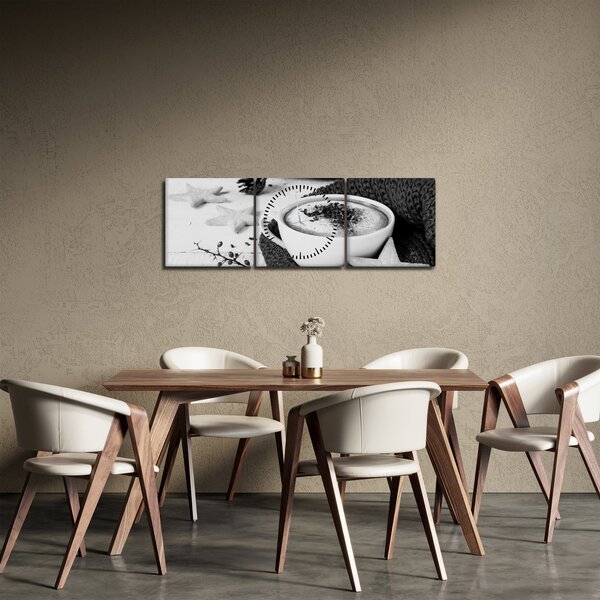 Obraz - Zimní cappuccino (s hodinami) (90x30 cm)