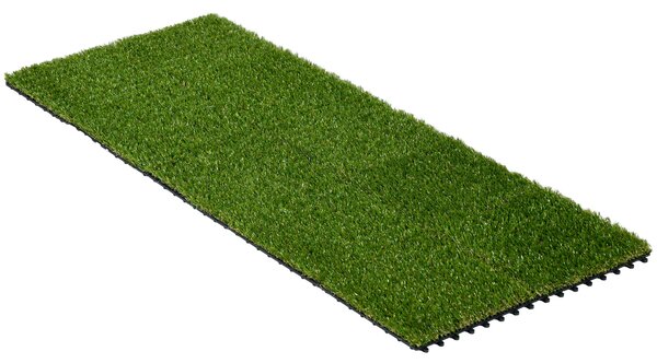 Umělá tráva Outsunny 10 kusů, koberec na trávník 30 x 30 cm, syntetická tráva pro zahradu a balkon, plastová 25 mm | Aosom