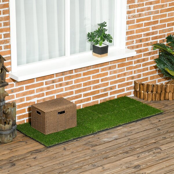 Umělá tráva Outsunny 10 kusů, koberec na trávník 30 x 30 cm, syntetická tráva pro zahradu a balkon, plastová 25 mm | Aosom