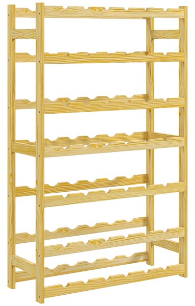HOMCOM Stojan na víno pro 42 lahví, 7 pater, dřevěný držák s ochranou proti převržení do kuchyně, přírodní 63 x 25 x 102 cm | Aosom