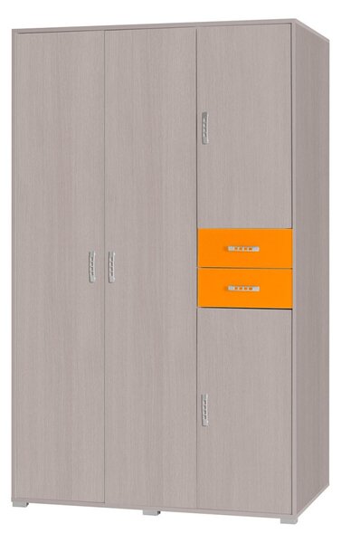 Šatní kombinovaná skříň BAO - 117 cm, jasan verona / oranžová