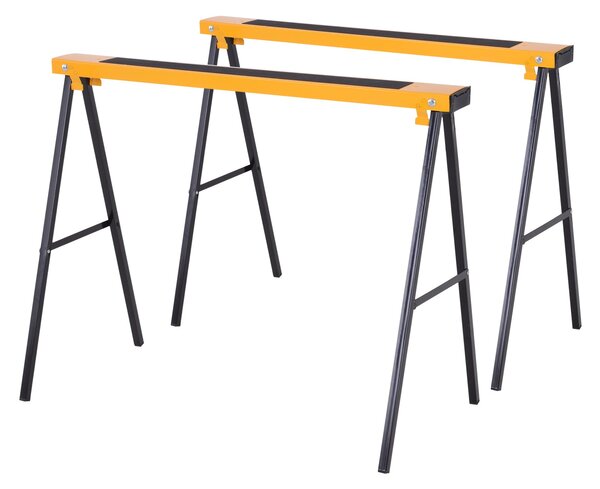 DURHAND Skládací stojan na dřevo 2 kusy, stabilní kovová konstrukce, žlutá 99,5 x 50 x 76 cm | Aosom