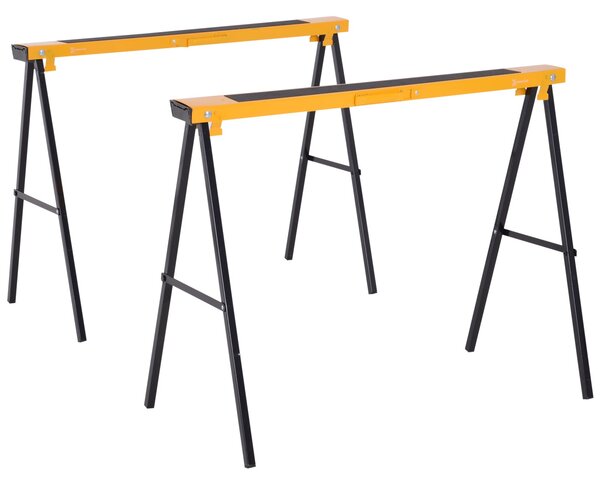 DURHAND Skládací stojan na dřevo 2 kusy, stabilní kovová konstrukce, žlutá 99,5 x 50 x 76 cm | Aosom