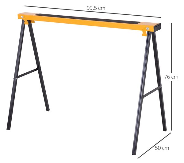 DURHAND Skládací stojan na dřevo 2 kusy, stabilní kovová konstrukce, žlutá 99,5 x 50 x 76 cm | Aosom