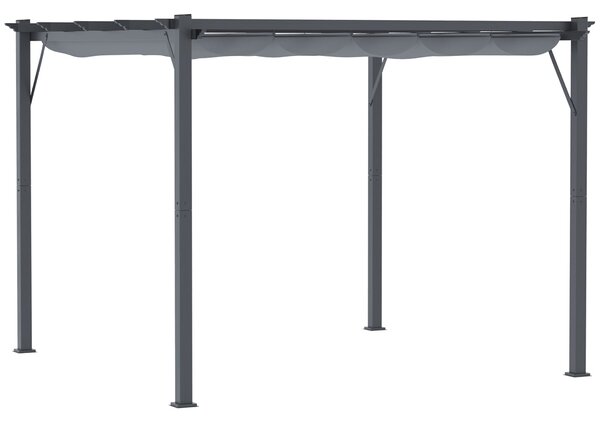 Outsunny Pergola Pavilion s posuvnou střechou pro zahradu, hliníková, antracitově šedá + tmavě šedá, 3x3x2,23m | Aosom