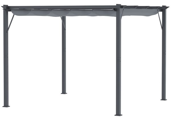 Outsunny Pergola Pavilion s posuvnou střechou pro zahradu, hliníková, antracitově šedá + tmavě šedá, 3x3x2,23m | Aosom