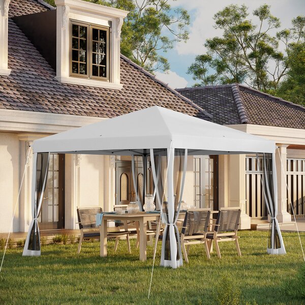 Pavilion Outsunny cca 3x3m, voděodolný stabilní zimní skládací pavilion s UV ochranou, skládací párty stan s 4 bočními panely, taška na zahradní pavil