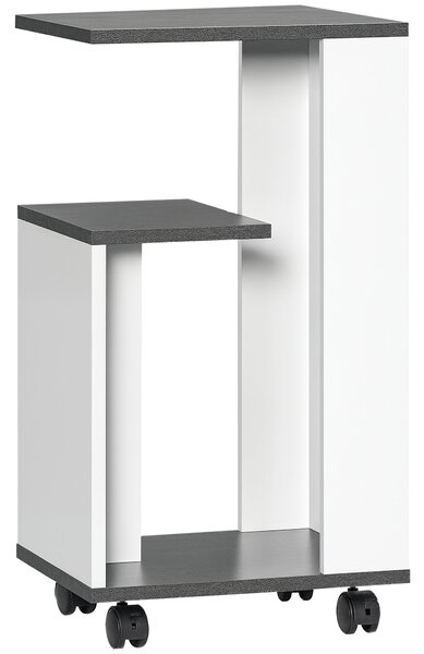 HOMCOM Noční stolek se 4 kolečky - Moderní design s 3 policemi do ložnice nebo obývacího pokoje - Šedý a bílý 35 x 29,5 x 65,5 cm | Aosom