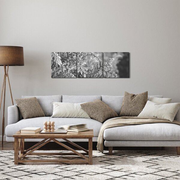 Obraz - Smrkový les (s hodinami) (90x30 cm)