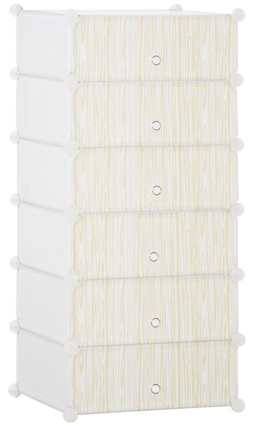 HOMCOM Plastový Stojan na Boty pro 6 Párů Obuvní Box do Předsíně, DIY Stohovatelné Regály Bílý 49 x 36,5 x 108 cm | Aosom