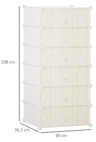 HOMCOM Plastový Stojan na Boty pro 6 Párů Obuvní Box do Předsíně, DIY Stohovatelné Regály Bílý 49 x 36,5 x 108 cm | Aosom