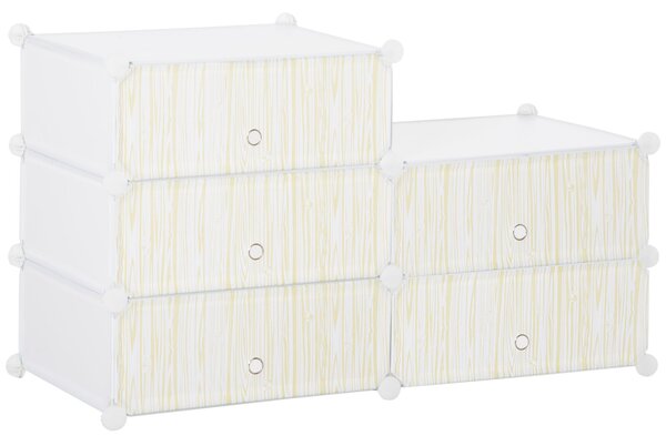 HOMCOM Plastový Stojan na Boty pro 6 Párů Obuvní Box do Předsíně, DIY Stohovatelné Regály Bílý 49 x 36,5 x 108 cm | Aosom