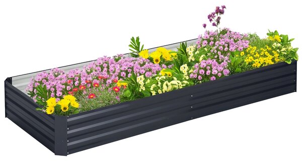 Zvýšený záhon Outsunny z oceli, studený rám na zahradní záhon, zásuvný květinový box, květináč na zeleninový záhon 241x90,5x30cm pro zahradní terasu