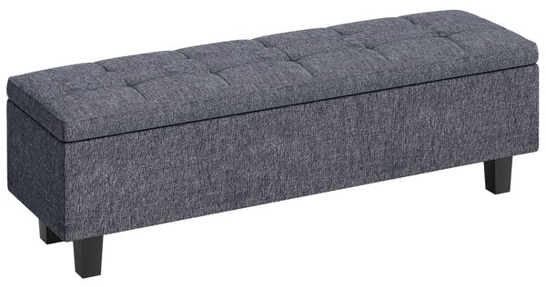 HOMCOM Úložná lavice, polstrovaná lavice s vzhledem lnu, dřevěné nohy, moderní lavice na konci postele pro chodbu, ložnici, obývací pokoj, 138 x 40 x