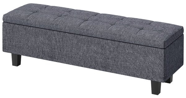 HOMCOM Úložná lavice, polstrovaná lavice s vzhledem lnu, dřevěné nohy, moderní lavice na konci postele pro chodbu, ložnici, obývací pokoj, 138 x 40 x