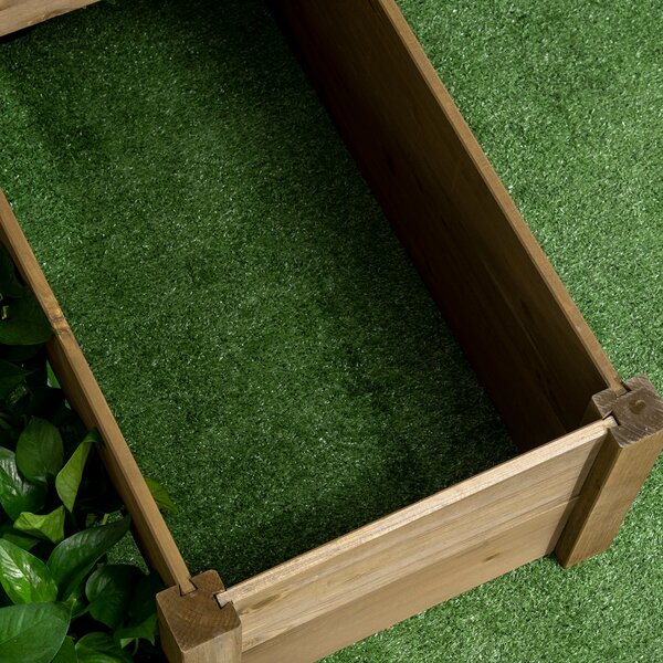 Zvýšený záhon Outsunny s 3 úrovněmi, květinová bedna pro bylinky na terase a balkoně, jedlové dřevo, hnědá, 122 x 122 x 51 cm | Aosom