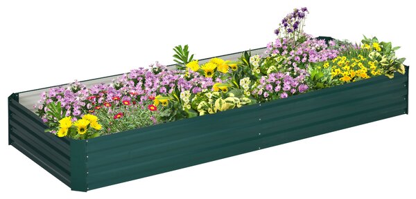 Outsunny Ocelový vyvýšený záhon, Zahradní bedna s chladným rámem 241x90.5x30cm pro květiny, rostliny, ovoce a zeleninu, Tmavě zelená | Aosom