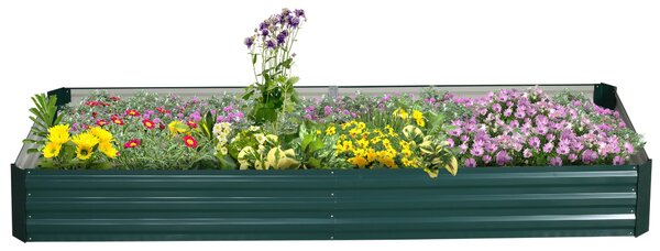 Outsunny Ocelový vyvýšený záhon, Zahradní bedna s chladným rámem 241x90.5x30cm pro květiny, rostliny, ovoce a zeleninu, Tmavě zelená | Aosom