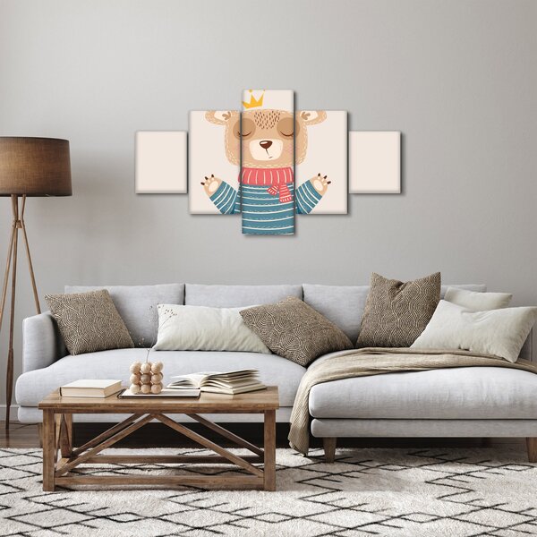 Obraz - Béžový medvídek s korunkou (125x70 cm)