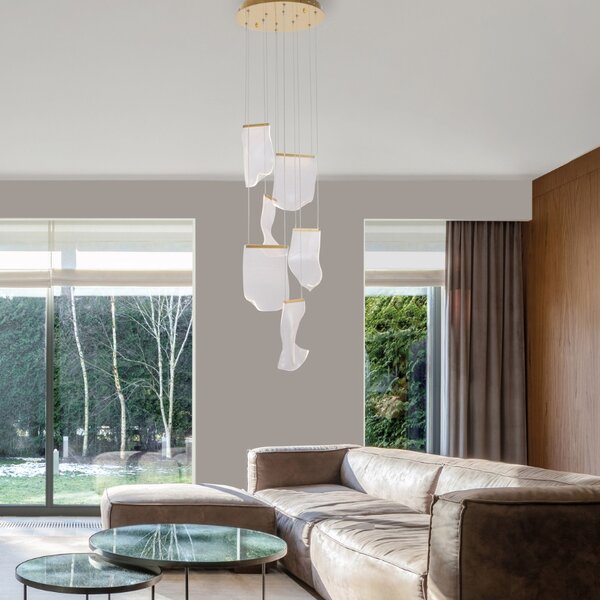 Zlaté závěsné LED světlo Nova Luce Siderno 48 cm