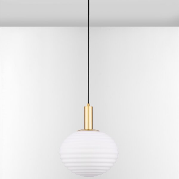 Bílo-zlaté skleněné závěsné světlo Nova Luce Allen 32 cm