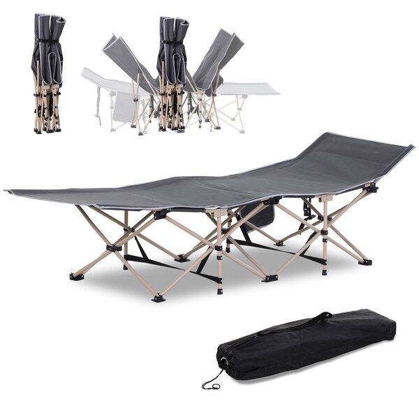 Skládací kempovací postel Outsunny s transportním pytlem 190 x 68 x 52 cm do 150 kg pro dospělé, skládací postel pro vnitřní a venkovní použití | Aoso