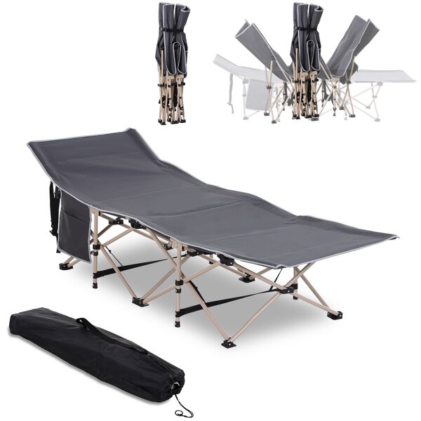 Skládací kempovací postel Outsunny s transportním pytlem 190 x 68 x 52 cm do 150 kg pro dospělé, skládací postel pro vnitřní a venkovní použití | Aoso