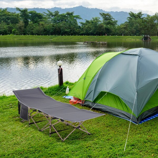 Skládací kempovací postel Outsunny s transportním pytlem 190 x 68 x 52 cm do 150 kg pro dospělé, skládací postel pro vnitřní a venkovní použití | Aoso