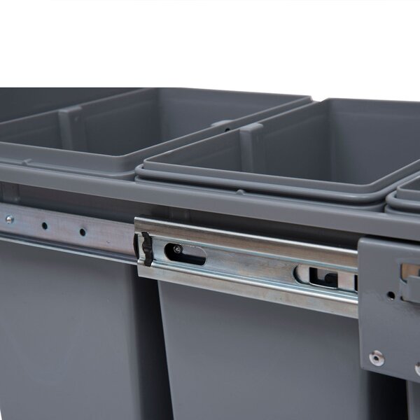 HOMCOM Systém na třídění odpadu 1 x 20L + 2 x 10L Vestavěný odpadkový koš se 3 oddíly Vytahovací systém pro třídění odpadu pro instalaci do spodní skř