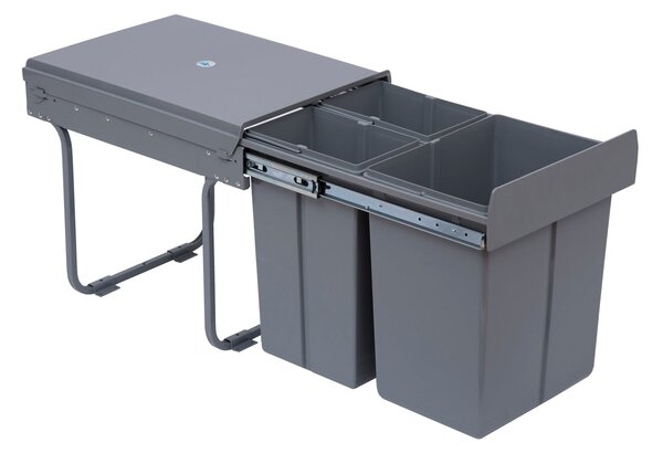 HOMCOM Systém na třídění odpadu 1 x 20L + 2 x 10L Vestavěný odpadkový koš se 3 oddíly Vytahovací systém pro třídění odpadu pro instalaci do spodní skř