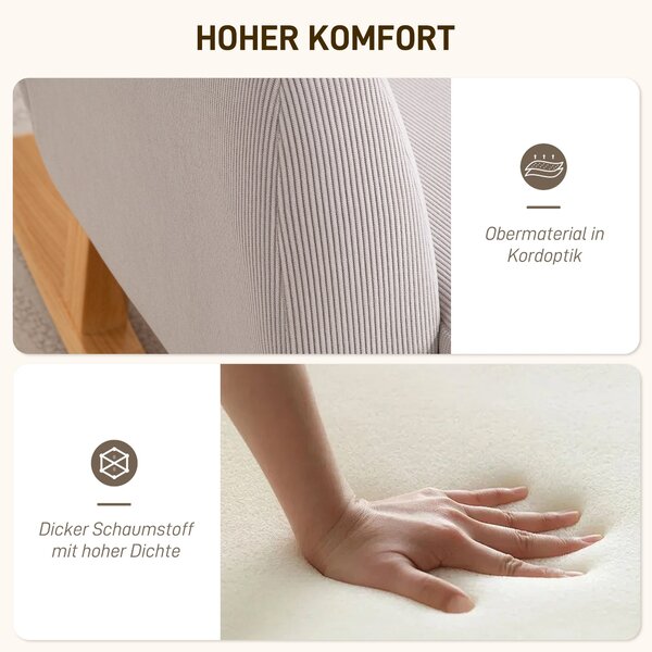 HOMCOM Houpací Křeslo s Vysokým Opěradlem, Houpací Křeslo v Corduroy Stylu, Relaxační Křeslo s Širokými Podrameními, Dřevěné Kluzáky, Křeslo pro Kojen