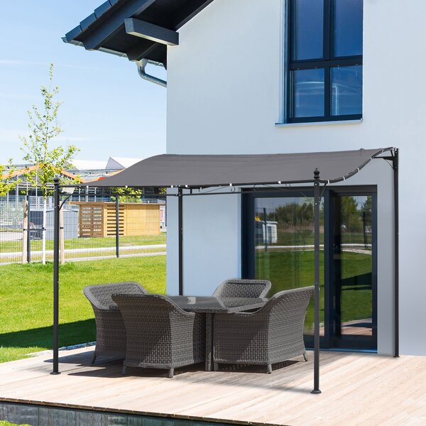 Outsunny Pergola Zahradní Pavilon Kryt Stan Šedý 297x297cm | Aosom
