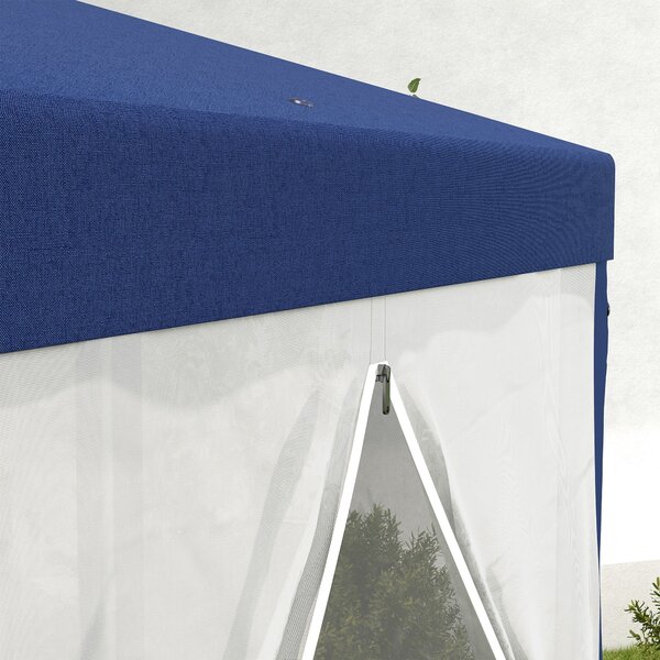 Outsunny Pavilon 4x3m Hexagonální Voděodolný Stabilní Zimní Odolný Pavilon s Moskytiérou, Party Stan, Zahradní Altán se 6 Bočními Panely pro Kempování