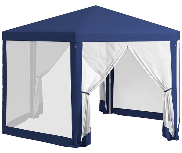 Outsunny Pavilon 4x3m Hexagonální Voděodolný Stabilní Zimní Odolný Pavilon s Moskytiérou, Party Stan, Zahradní Altán se 6 Bočními Panely pro Kempování